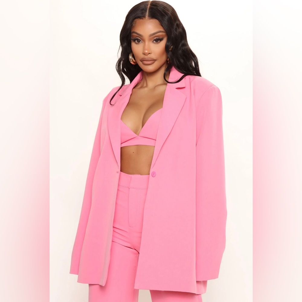 Fashion Nova Here For It Blazer- Oversized Bubblegum Pink Jacket